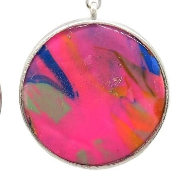 Pink Confetti Circle Earrings - Picture 4 of 5